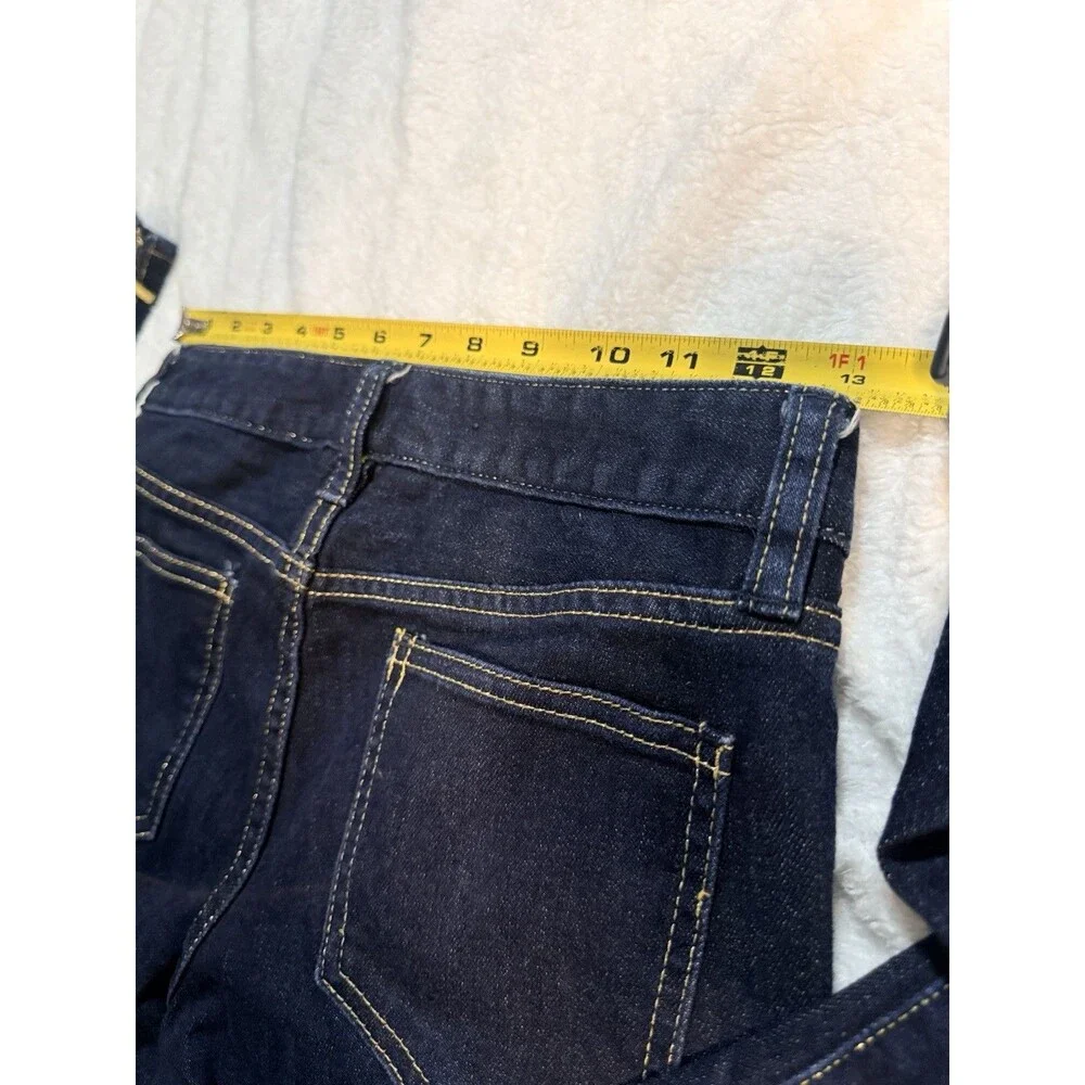 Tory Burch Women's Cropped Slim Dark Wash Low Rise Jeans Size 25 Denim Zip Hem